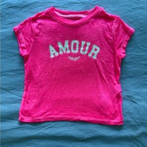 Pink Kids T-Shirt with 'AMOUR' Print